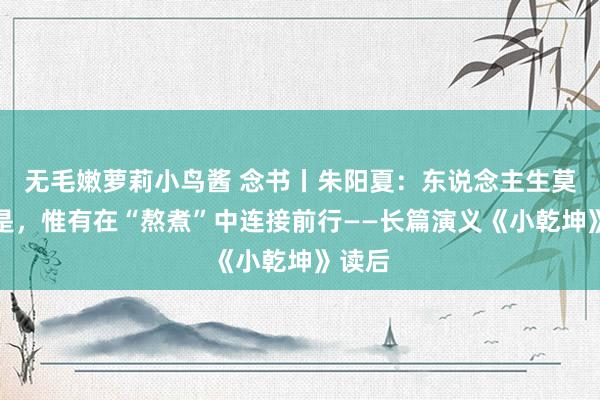 无毛嫩萝莉小鸟酱 念书丨朱阳夏：东说念主生莫得若是，惟有在“